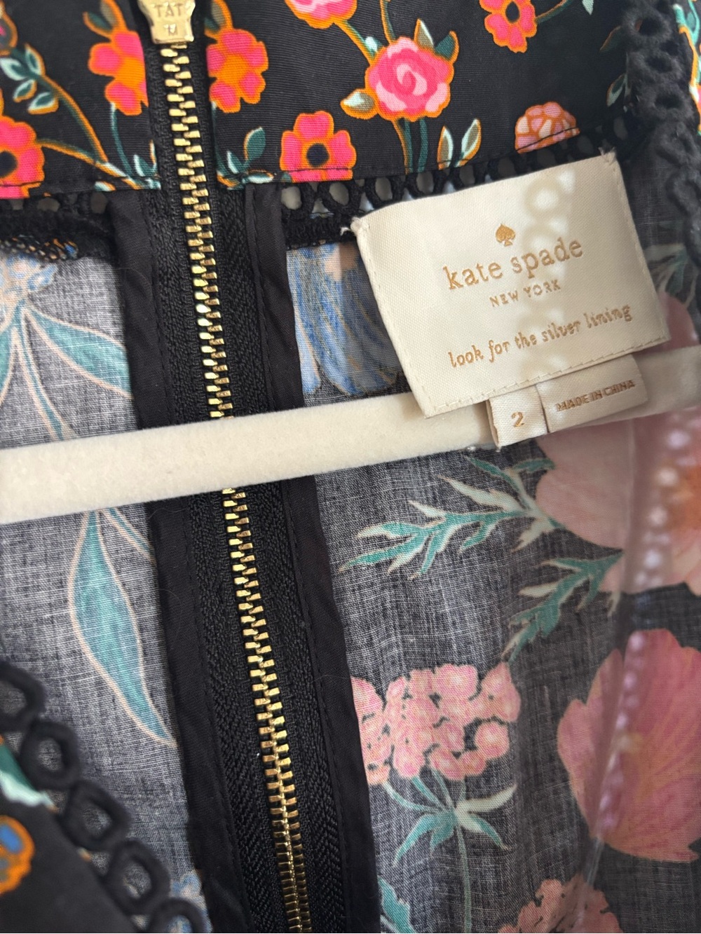kate spade Black Floral Sleeveless V-Neck Mini Dress - Picture 2 of 3